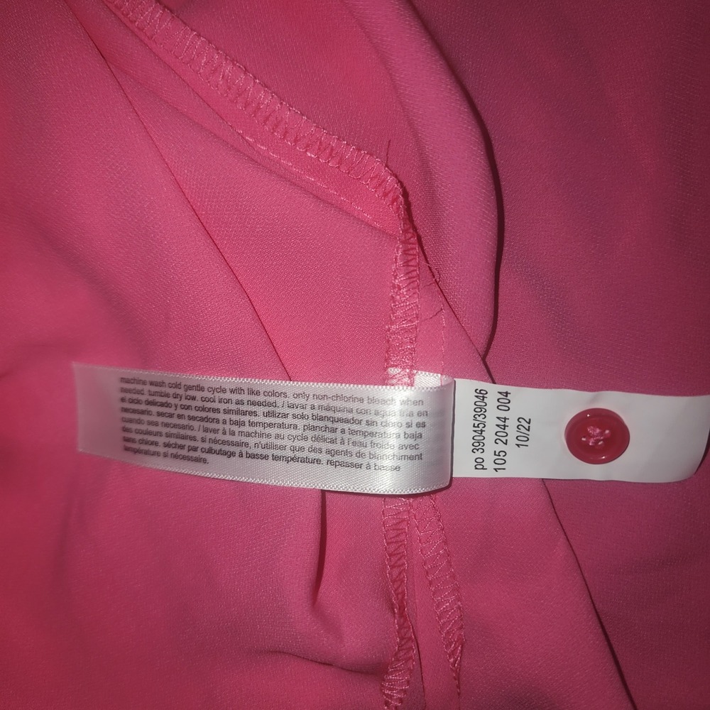 Eloquii Pink Sleeveless Split Neck Blouse Hidden Button Down Top Plus Size 16 - Picture 12 of 12